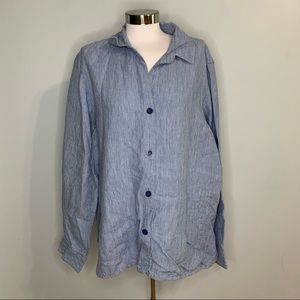NWT Orvis Shoreline Linen Shirt Jacket Blue White 100% Linen Women’s Size XL